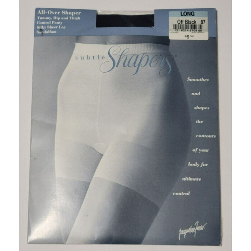 JC Penney Subtle All Over Shapers Pantyhose Off Black 87 Size Long NEW